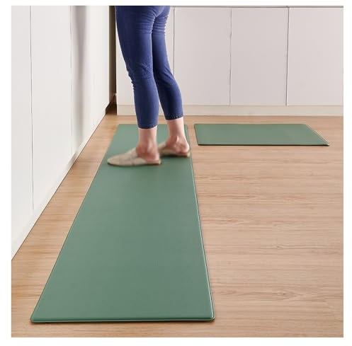 Schwere Fußbodenkissen im Fitnessraum Weiche Anti-Ermüdungsmatte, gepolsterte Stehtischunterlage, ergonomischer, rutschfester Komfort-Küchenteppich, wasserdicht, for Zuhause, Garage, Büro(Green,44x150