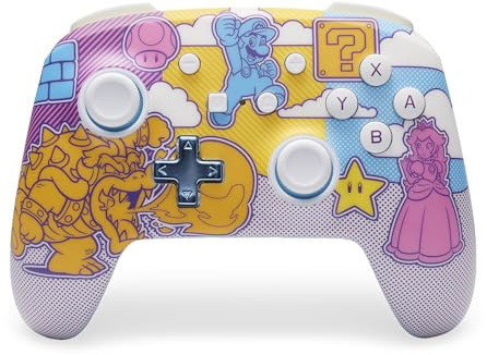 Manette sans fil améliorée PowerA pour Nintendo Switch - Mushroom Kingdom Pop Art, Nintendo Switch modèle OLED, Nintendo Switch Lite, Gamepad, manette de jeu, manette Bluetooth