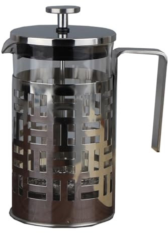 GIZNXBA Cafetera De Prensa Francesa, Prensa De Café De Acero Inoxidable con Sistema De 3 Filtros, Vidrio De Prensa Francesa De Borosilicato De Espesor Resistente Al Calor(/Black B,350ml)