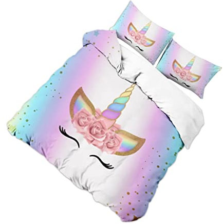 Amosfun 3-teiliges Bettwäscheset Mit Digitaldruck Kissenbezüge Und Bettbezug Für Einzelbett Bequem Hautfreundlich