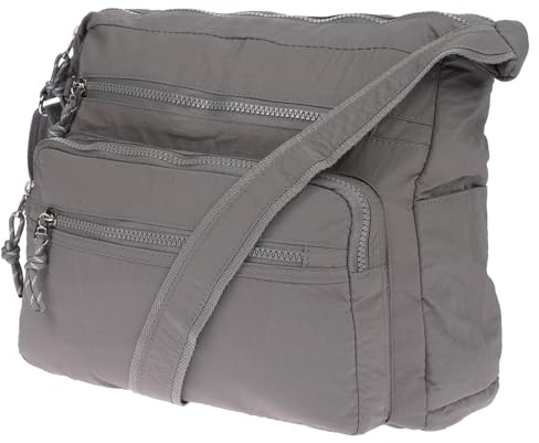 Christian Wippermann Nylon Umhängetasche Damen Groß - Mittelgroß mit Zwei Hauptfächern - Verstellbarer Trageriemen bis 150 cm - Reißverschlussfächer - Tasche mit Vielen Fächern - 30x26x12 cm