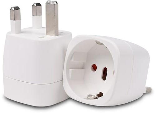 Adaptador de enchufe inglés, adaptador de viaje de Francia a Reino Unido, adaptador de enchufe para Irlanda, Inglaterra, Escocia, Dubai, Malta, adaptador tipo G (blanco)