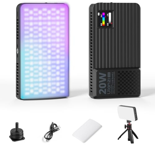 ULANZI K20 Videoleuchte RGB, tragbares 20W Fotolicht LED Kamera Lichtpanel 0–360 Vollfarbe, CRI 95+ 1800K–9000K, wiederaufladbare LED Video Licht mit 3300mAh für Vlogging, Fotografie