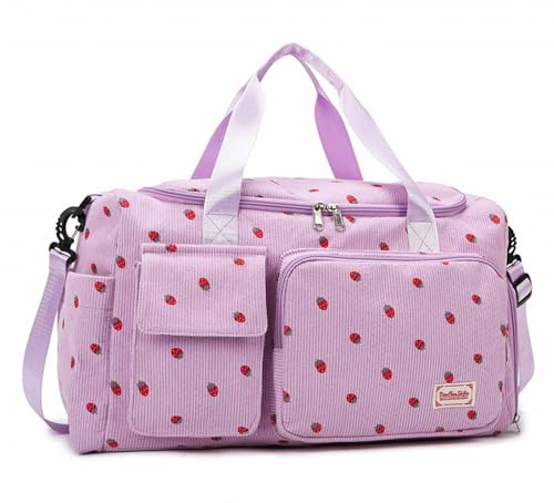 Sporttasche für Damen, Faltbare Reisetasche, Handgepäck, Fitnesstasche, Wochenendtasche mit Schuhfach und Nassfach, 20-35L (Lila)