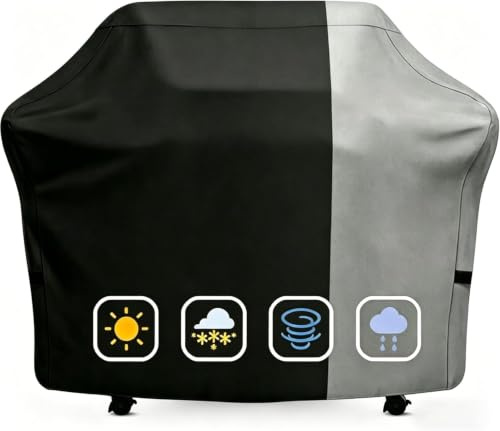 170cm Grill Abdeckung für Weber Summit 400 Series Gas Grill, Heavy Duty Waterproof 7108 Grill Abdeckhaube für Weber Summit 470, 420, 2022 Genesis S-325s, E-325s(Schwarz)
