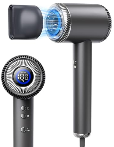 Secador de Pelo Ionico BESTOPE PRO, 110.000 RPM Secador Ionico Profesional, con 5 Velocidades y 6 Temperaturas, Tecnología de Iones Negativos, Gris