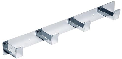 Ambitionone 4 Bathroom Towel Hooks, Chrome Wall Mount Screw Fixed Door or Robe Hook, Coat Hanger Rack in Bedroom or Kitchen
