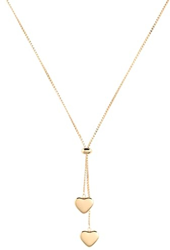 THIORA Herzkette Damen Edelstahl Y-Kette wasserfest | Zwei Herzen | 40+5 cm verstellbar | wasserfest & nickelfrei