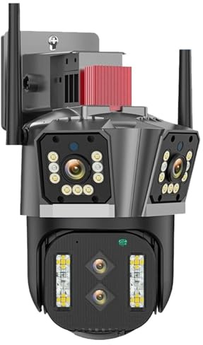 Telecamera di Sicurezza, Telecamera PTZ a quattro obiettivi 8K 16MP Zoom 10X AI Auto Tracking Audio IP di sorveglianza CCTV sicurezza esterna da 8MP(8K Add 128G Card)