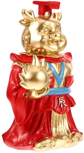 DOITOOL Figurina Drago in Resina Stile Cinese Modellino Decorativo da Scrivania Ornamento Ufficio e Casa Scultura Artigianale Colorata per Capodanno e Collezione