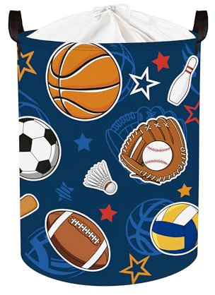 Clastyle Cestos Almacenaje Bola Deportiva Cajas de Almacenaje Padres Ropa para Juguete Ropa Cesta Ropa Sucia para Baño, Fútbol, 36x45 cm