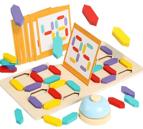 de Madera – Juego Educativo para desafío de números con Bloques de construcción, de asignación con Bloques, para el Aula de Escritorio, Actividades de guardería, Relleno de