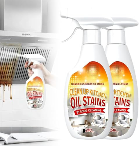 Heavy Duty Degreaser, New Strong Oil Detergent Lemon Cleaner, Multi-Purpose Household Degreaser for Cleaning Up Kitchen Oil Stains, Stain Remover for Stove & Range Hood, Multi-Surface Cleaner (2PCS)