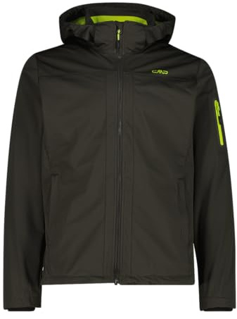 CMP Giacca da uomo in Light Softshell con cappuccio staccabile, 39A5027 (IT, Numero, 50, Regular, Regular, Pine/Mela)