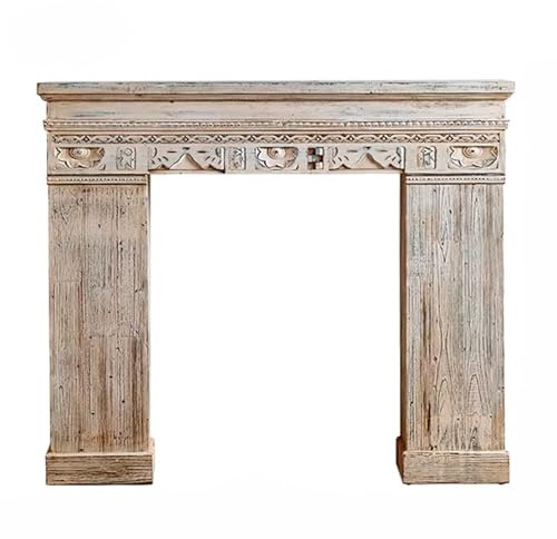 Contour de cheminée Entourage de cheminée en bois vieilli avec cadre décoratif ferme rustique