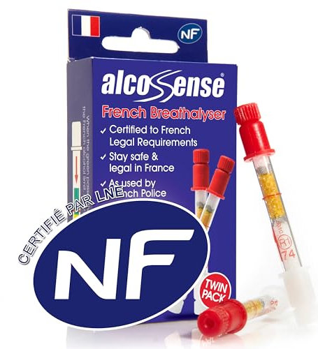 AlcoSense French NF Certified Breathalyzers for France & European Travel - Certified by National Laboratory of France - Breathalyser Twin Pack - NF Approved Alcohol Tester - European Breathalyser Kit