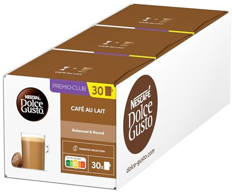 Nescafé Dolce Gusto Café au Lait - Café - 90 Capsules (Pack de 3 boîtes XL x 30)