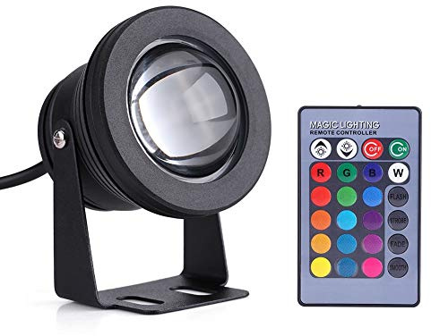 VOBOR LED Spot Light - sol piscine lumière 12V 210W LED étanche Spot Light RGB Changement de couleur LED d'extérieur Projecteur for Marine Aquarium Bateau Pondside (Couleur : Black)