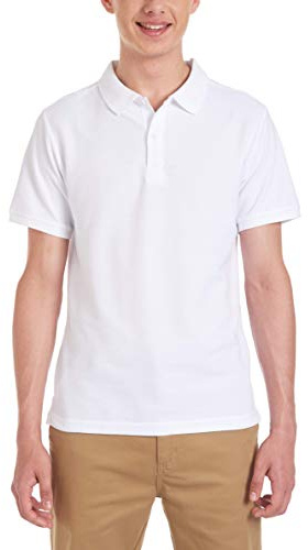 Chaps Young Mens Uniform Short Sleeve Stretch Pique Polo, White, 40/41