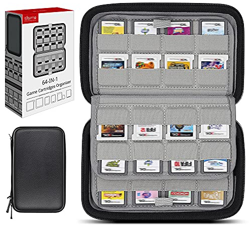 sisma 64 Spel Korthållare Kompatibel med Nintendo 3DS DS Switch Spelkort Hårt Fodral Spelkassetter Förvaringsfodral Förvaringsväska Svart