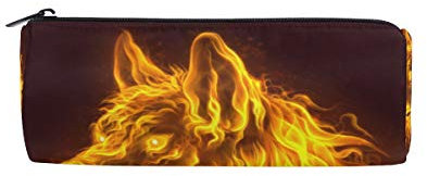 linomo Federmäppchen Flamme Tier Wolf klein Mäppchen Federtasche Schüleretui Bleistift Beutel für mädchen Teenager Junge Kinder