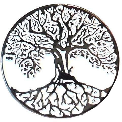 Mainly Metal Broche en métal émail Arbre de Vie (22 mm) Celtique Wiccan Occult païen Porte-Bonheur Pentagramme Rune Symbole