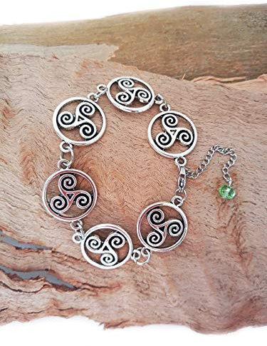 SIMBOLIKS Pulsera Celta Triskel Brazalete celta Druida Amuleto pulsera de la buena suerte Trisquel Trisketa Verde joyería celta protección energética conexión ancestral joyería espiritual