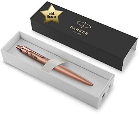 Parker Kugelschreiber Mit Gravur - Edler Personalisierter Kugelschreiber Blauschreibend - Geschenk zu Weihnachten - Roségold