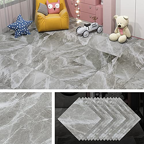 Livelynine 32 Fliesen PVC Bodenbelag Bad Vinylboden Selbstklebend Hellgrau 30x30cm Bodenfliesen Selbstklebend Badezimmer Linoleum Boden Marmor Wasserdicht PVC Fliesen Selbstklebende für Boden Küche