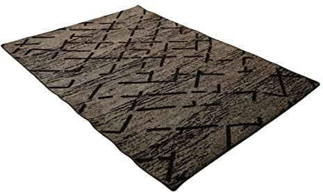 furni24 Home Teppich Läufer - Tepiche für Wohnzimmer, Schlafzimmer, Küche, Kinderzimmer, Badezimmer - Kelim Teppiche - Läufer Flur Teppich Weiß-schwarz, Größe: 120x180 cm