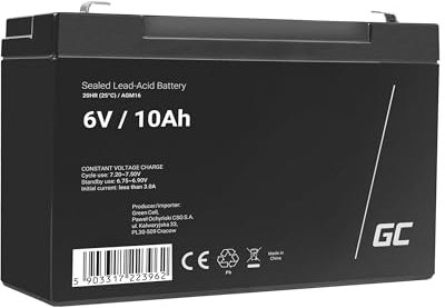 Green Cell Batteria AGM 6V 10Ah ricaricabile sigillata VRLA | Per UPS, allarmi, giocattoli elettrici, impianti solari, scooter, backup e uso ciclico senza manutenzione