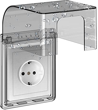 Type 86 Cache Prise Etanche Electrique Murale, Prise Electrique de Courant Etanche, Autocollant Prise Couvercle Interrupteur, 10.8x7.5x12.3cm, pour Salle de Bain et Cuisine Prise