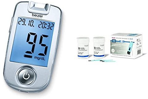 Beurer GL 40 mg/dL Blutzuckermessgerät & Teststreifen GL 40 100er Dose
