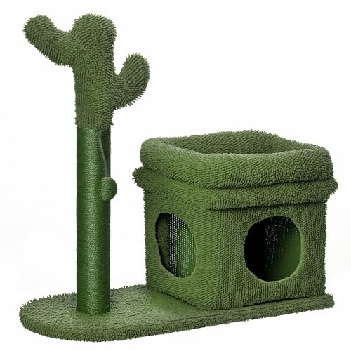PawHut Árbol Rascador para Gatos Diseño de Cactus 67 cm 68x30x67 cm Verde