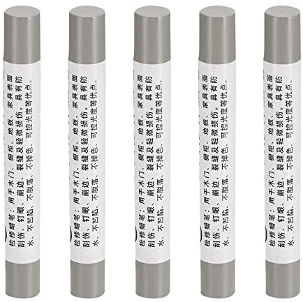 sourcing map Möbelreparatur-Buntstifte, Wachsfüllstift, 5 Stück Lackstift Marker – für Kratzer, Tische, Holzböden, Abdeckung von Möbeln, Mittelgrau