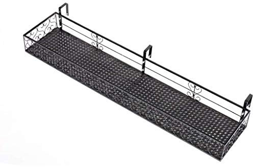 SWEGN Support de fleurs en fer forgé, support de fleurs pour balcon intérieur garde-corps suspendu support de pot de fleur rebord de fenêtre garde-corps étagère à fleurs noir jardinage planificate