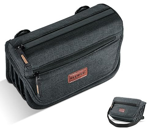 NEEWER Camera Lens Filter Pouch Case Water Resistant with Shoulder Strap, 6 Pocket Professional Photography Filter Holder Storage Case for 4''x4'' or 4''x5.65 Square or 95mm Circular Filters, PB007