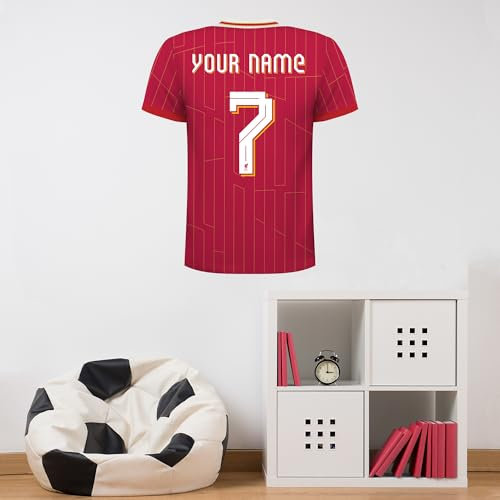 Themed Liverpool Wall Sticker - Personalised Name and Number Shirt 24/25 Decal Football Art (90cm height x 75cm width)