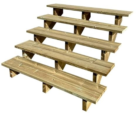 Scala esterna BERLIN, 5 gradini, Altezza 88cm, Larghezza 120cm, senza alzate, Scala in kit in Legno Autoclave- Vinuovo