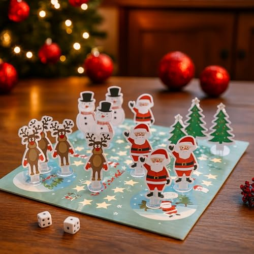 MIJOMA Xmas Brettspiel – Bezauberndes Weihnachtsspiel für die ganze Familie, Weihnachtsabende wie noch nie erleben – Schneemann, Rentier, Santa Hauptfiguren, Ludo-Gesellschaftsspiel