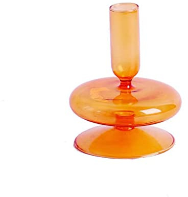 BestAlice Glas-Kerzenhalter, Bunte Glas-Kerzenhalter, Kerzenhalter, Gewellter Glas-Kerzenhalter, Eleganter Glas-Kerzenständer, Glasvasen für Zuhause, Party, Herzstück(Gelb D)