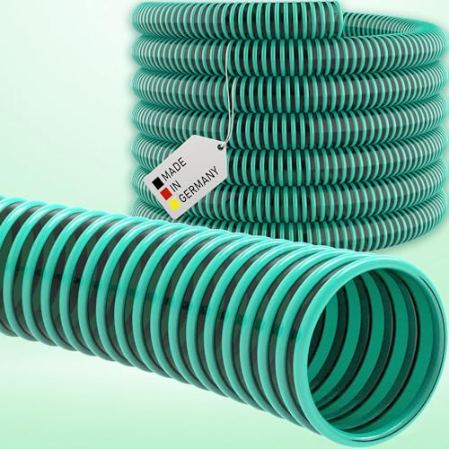 Saugschlauch Spiralschlauch Pumpenschlauch Förderschlauch Wasserschlauch Druckschlauch - Made in Germany (40 mm - Meterware, Saugschlauch - Grün)