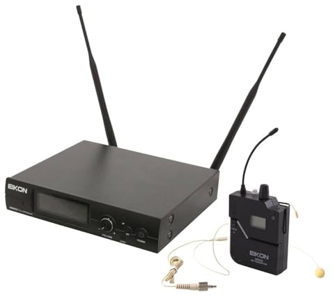 PROEL EIKON RMW921HA - Sistema microfonico Wireless UHF TRUE DIVERSITY PLL, con microfono ad Archetto, Color Carne