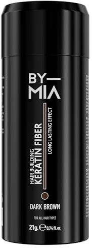 BY MIA Hair Building Keratin-fibrer 21 g brun | Hårfibrer för tunnare hår | tjockare pulver | håravfall concealer för kvinnor och män
