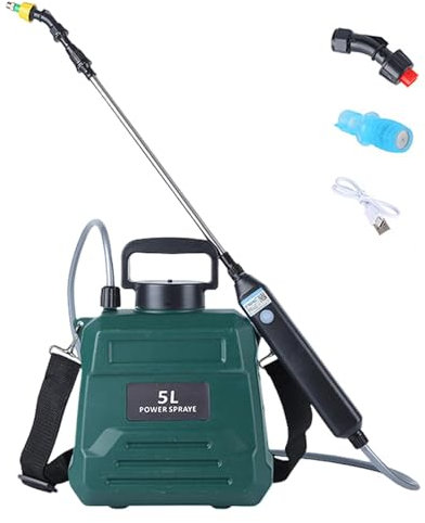 Pulverizador eléctrico,Pulverizador de jardín eléctrico - Rociador de Jardín con Mango Recargable USB y 3 Boquillas de Niebla | Pulverizador de jardín de 5 litros, pulverizador portátil con correa aju