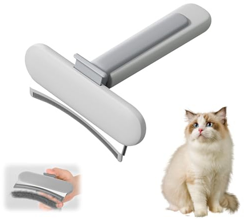 Haustier Hundebürste Katzenbürste, Haustier Bürsten, Katzen Bürste, Cat Brush Haar Entferner Haustierbürste für Langhaar und Kurzhaar, Sauberes Haustierhaar von der Bürste mit Einem Knopf (Grau)