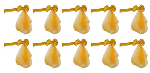 EasyByMall Stretch-Stuhlschleifen Stuhlhusse, Elastische Stretch-Stuhlhussen, Schleifen, Stuhlhussen mit Schnalle, für Hochzeit, Party, Zeremonie, Veranstaltungen, Stuhldekoration (Gold), 10 Stück