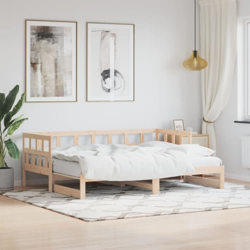 Chaduof Tagesbett Ausziehbar Weiß 80x200 cm Massivholz Kiefer, Schlafsofa, Daybed, Bettsofa, Sofa Bed, Sofabett, Schlafcouch, Jugendbett, Bettgestell, Bettcouch - 836207