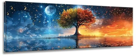 Diamond Painting Baum, Groß XXL 50x150cm, Eckige Steine, Mond Motiv für Erwachsene - Diamant Bilder für Home Decor Wohnzimmer MX-412