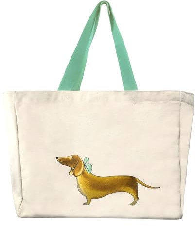 Kera Till Canvas-Shopper Dackel mit Illustration (40cm x 30cm x 15cm), Shopping Bag, Tragetasche